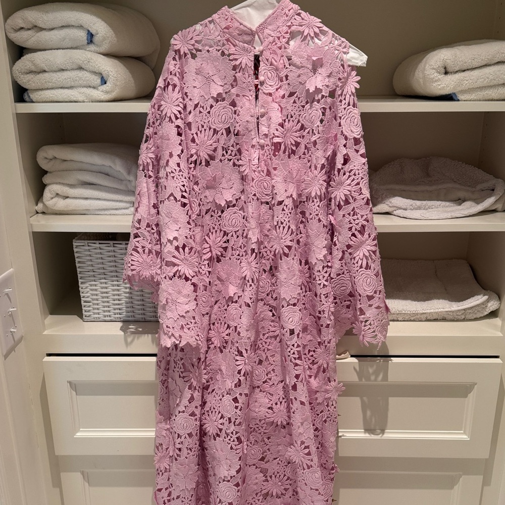 Floral Lace Pink Midi Dress
